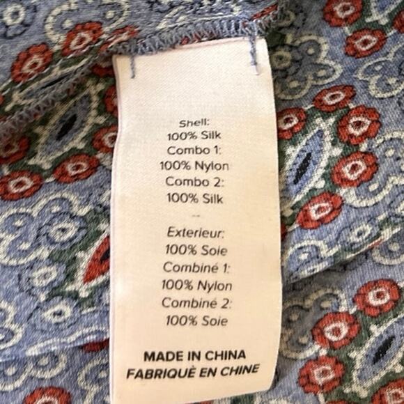 Cinq A Sept Multicolor 100% Silk Satin Floral Mesh Long Sleeve Blouse Top Size S - Picture 5 of 5